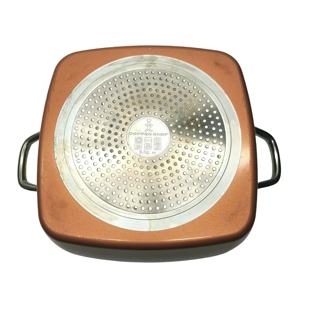 Copper Chef 6.7qt Square Casserole Pan with Glass Lid Non-Stick Induction Base
